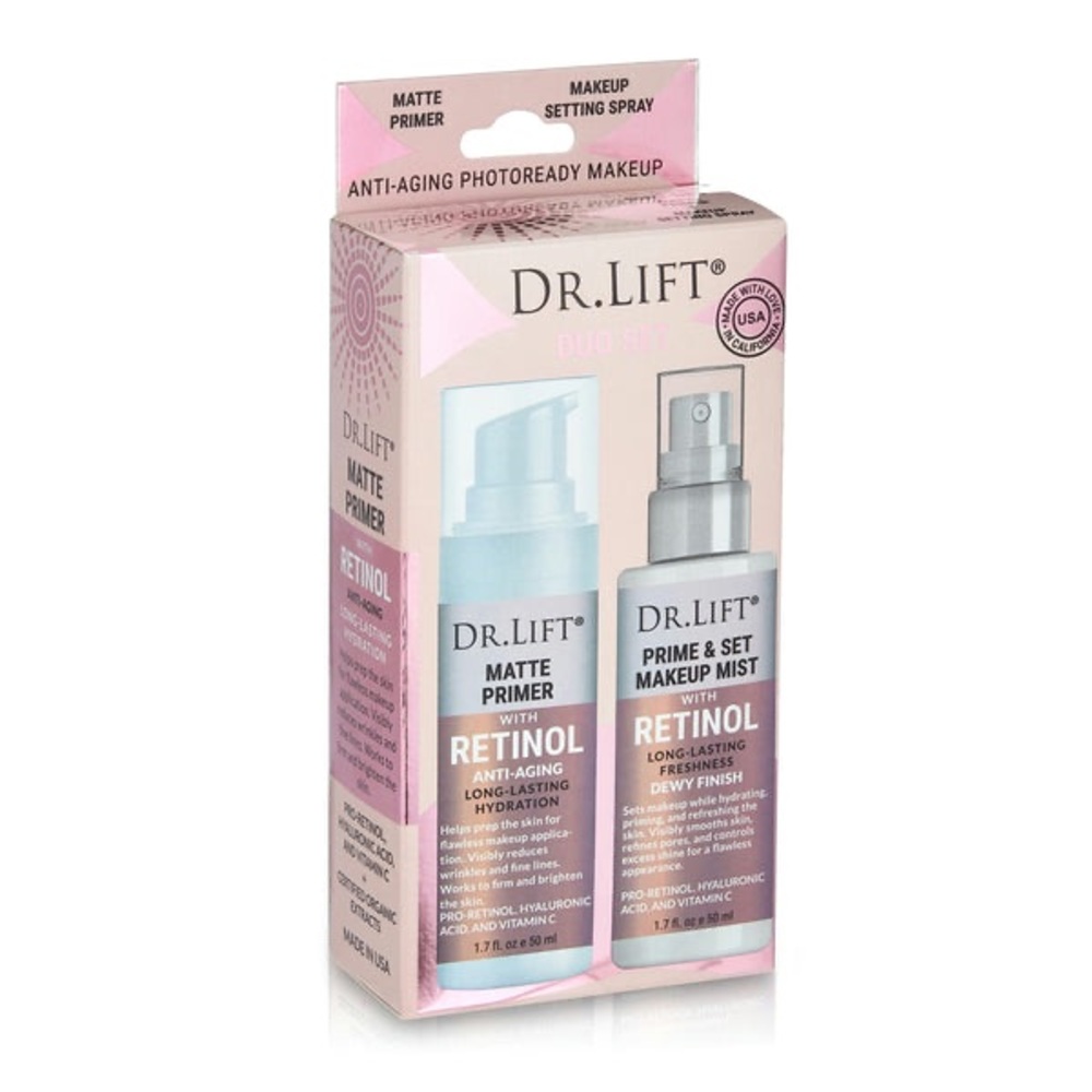 Dr. Lift® DUO PRIME & SET -Matte Primer and Makeup Mist Set with Retinol
NWT